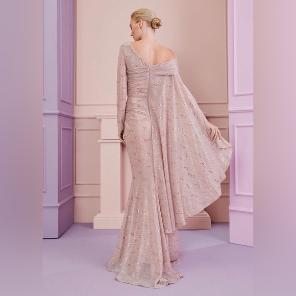 Talbot Runhof
One-Shoulder Sequin Voile Gown - Picture 7 of 16